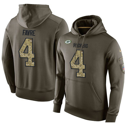 NFL Nike Green Bay Packers #4 Brett Favre Green Salute To Service Men's Pullover Hoodie